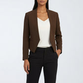 Ada Collarless Blazer - Brown
