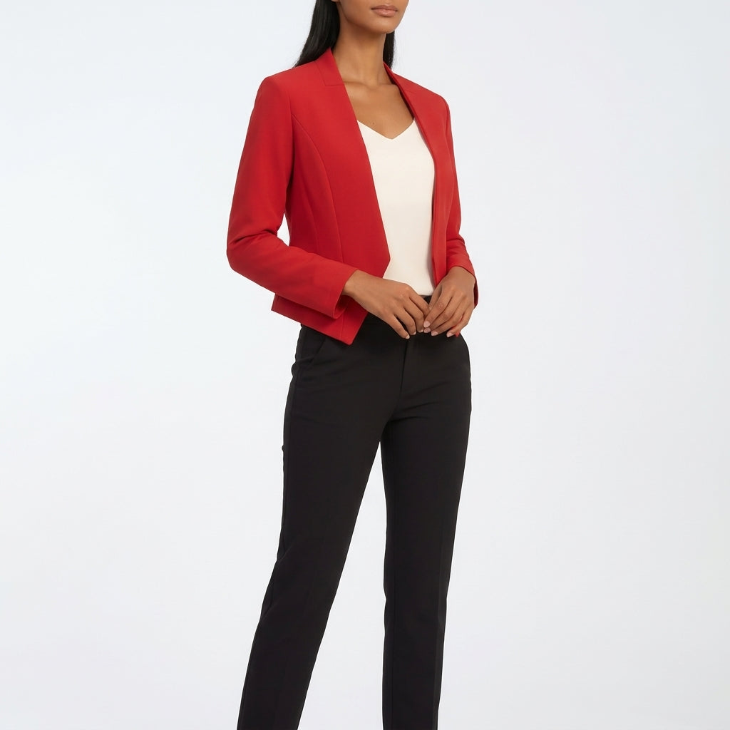 Ada Collarless Blazer - Red