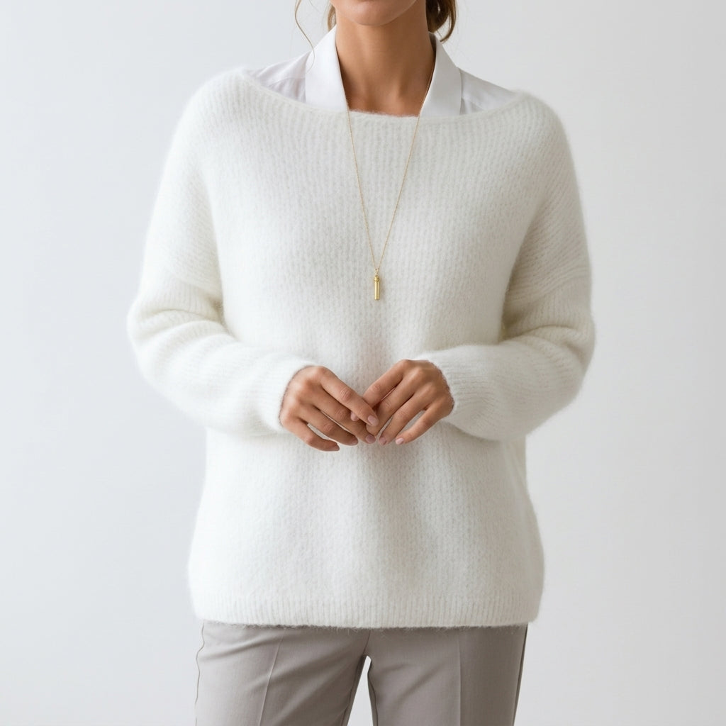 Maja Brushed Sweater - White