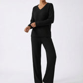 Pia Ribbed Lounge Set - Black