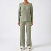Pia Ribbed Lounge Set - Sage Green