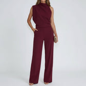 Sigrid Mock Neck Jumpsuit - Burgundy