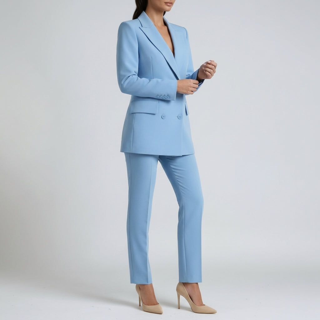 Astrid Double Breasted Suit - Light Blue