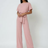 Ottilia Tie Waist Jumpsuit - Pink