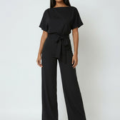 Ottilia Tie Waist Jumpsuit - Black