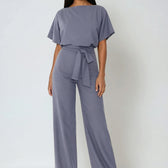 Ottilia Tie Waist Jumpsuit - Grey