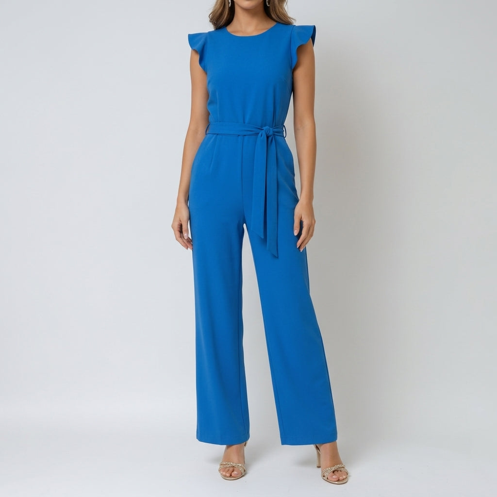 Runa Flutter Sleeve Jumpsuit - Blue