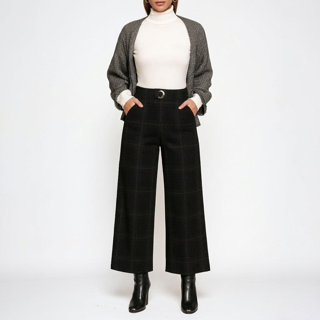 Thora Check Culottes - Black Check