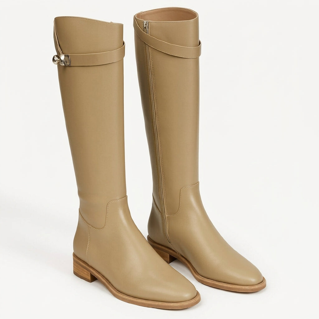 Mette Leather Riding Boots - Tan