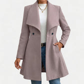 Saskia Wrap Collar Coat - Mauve