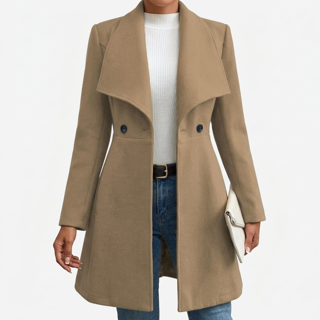 Saskia Wrap Collar Coat - Camel