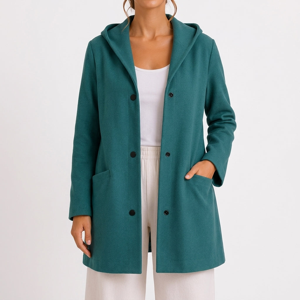 Birgit Hooded Coat - Teal