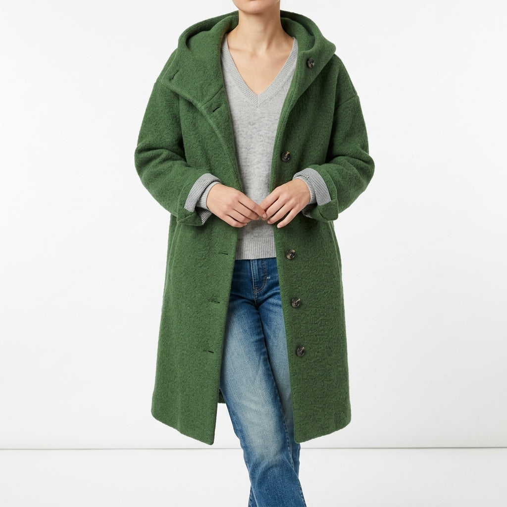 Hanne Wool Boucle Coat - Green