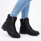 Tove Leather Combat Boots - Black