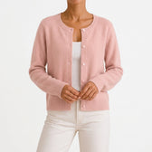 Solvej Crew Neck Cardigan - Pink