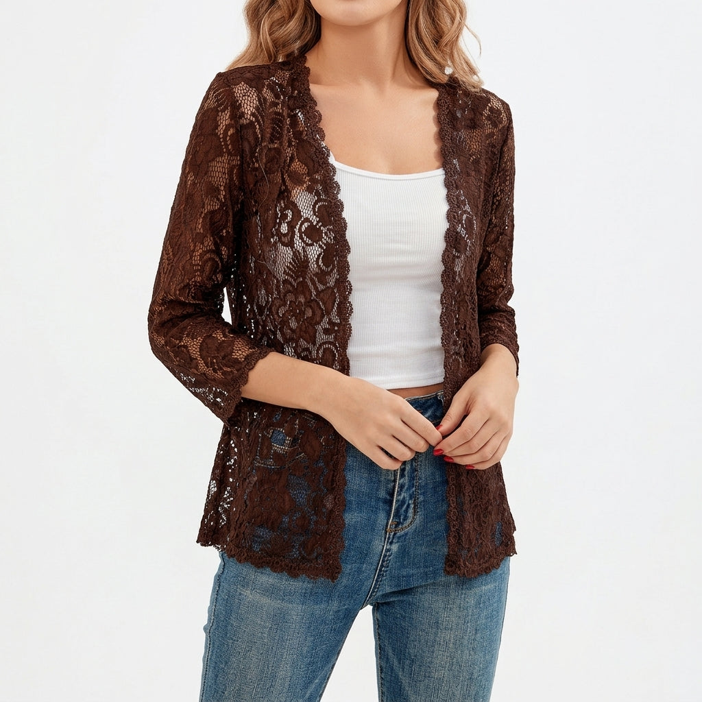Linn Lace Cardigan - Brown