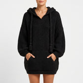 Dagmar Longline Knit Hoodie - Black