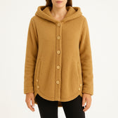 Ebba Sherpa Button Jacket - Mustard Yellow