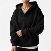 Malin Notch Neck Hoodie - Black