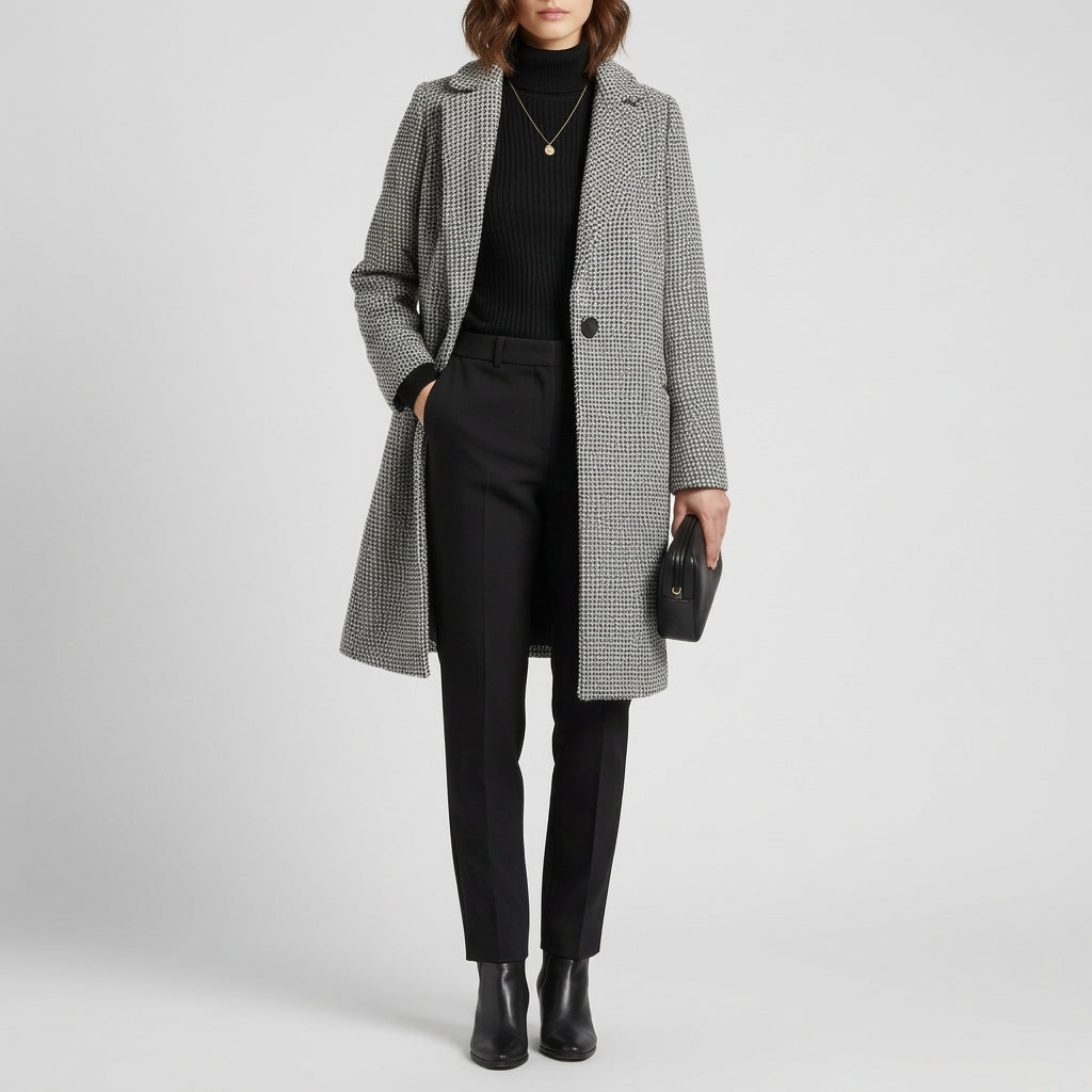 Agathe Houndstooth Coat - Houndstooth