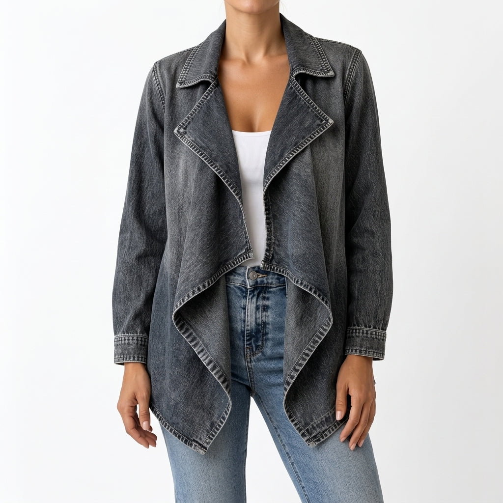 Kaja Denim Waterfall Jacket - Washed Black