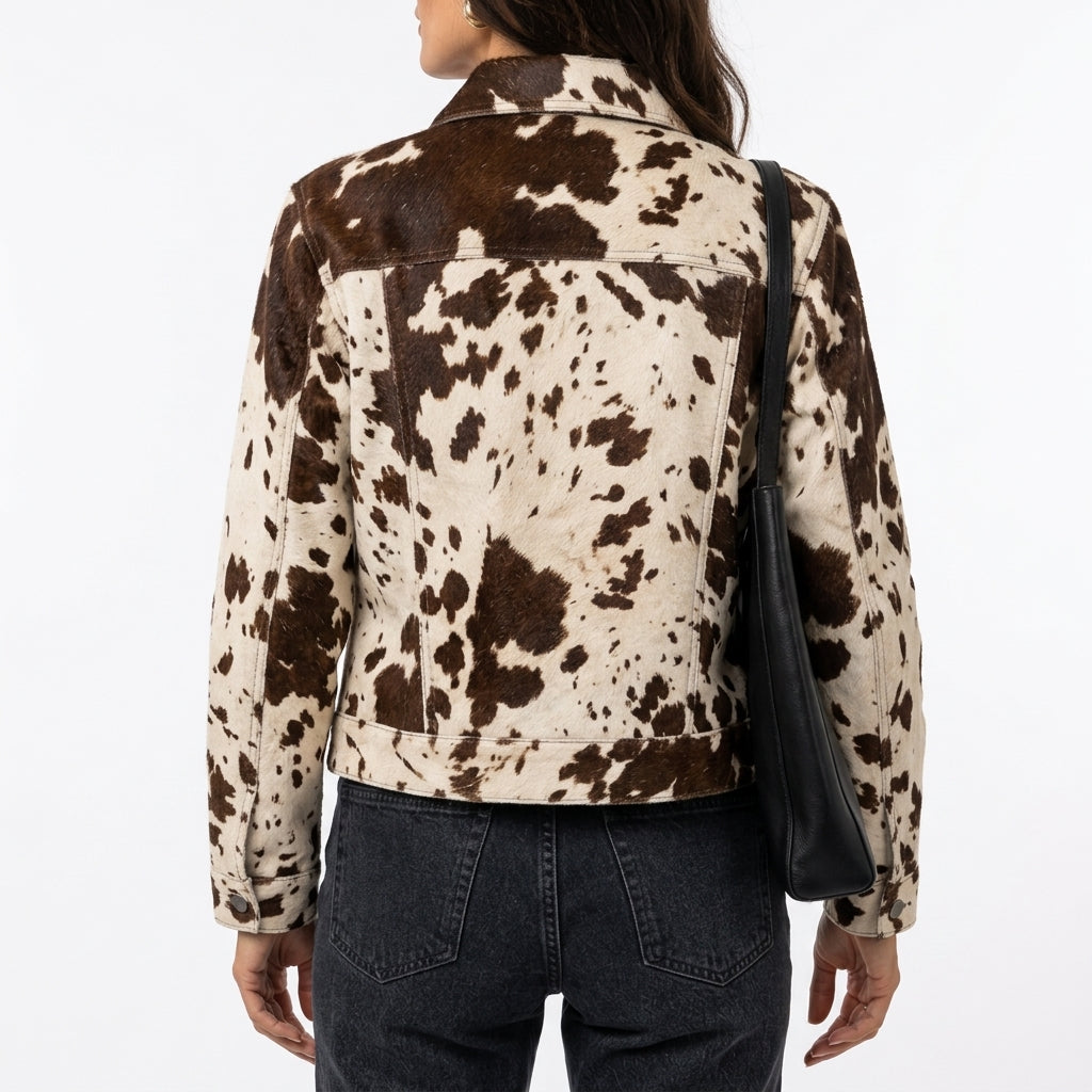 Britt Cow Print Leather Jacket