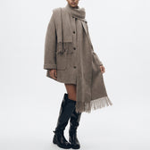 Annelie Scarf Collar Coat - Taupe