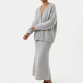 Solvig Brushed Knit Skirt Set - Grey