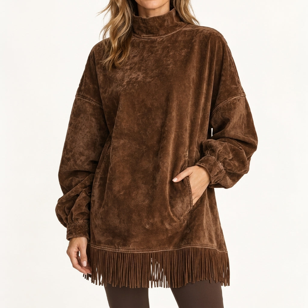 Rakel Suede Fringe Dress - Chocolate