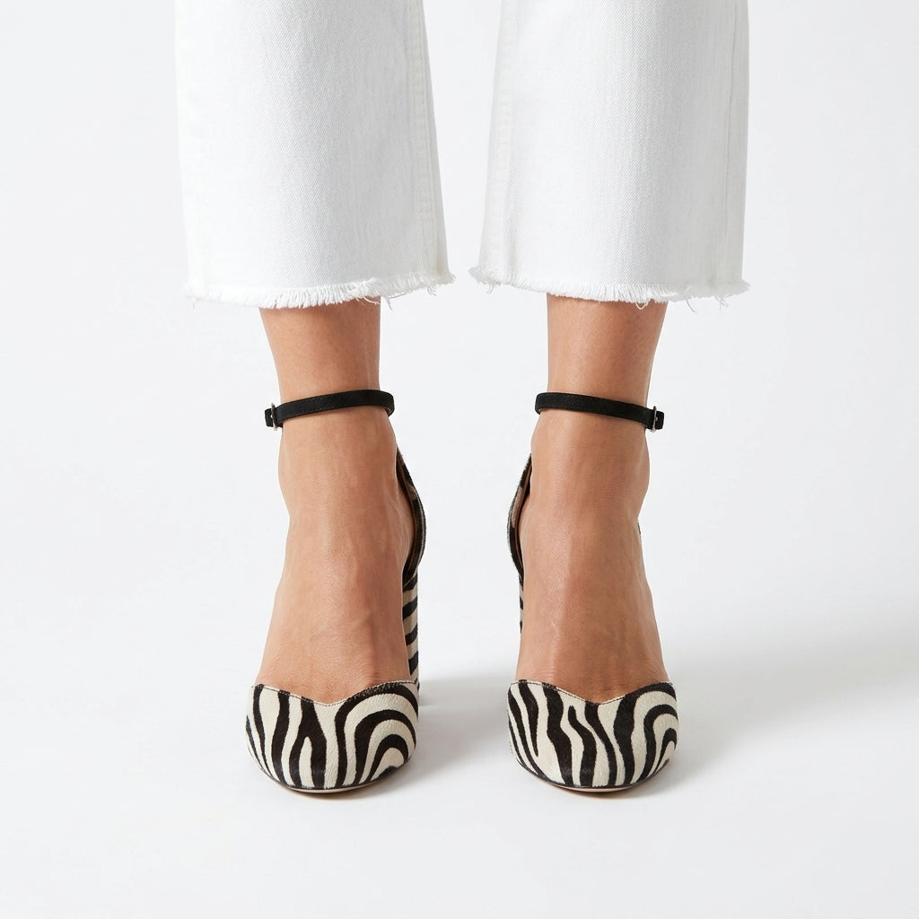 Mirjam Zebra Print Block Heels