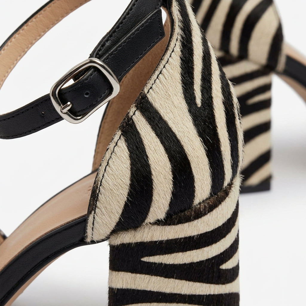 Mirjam Zebra Print Block Heels