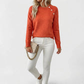 Lotta Pearl Button Sweater - Orange