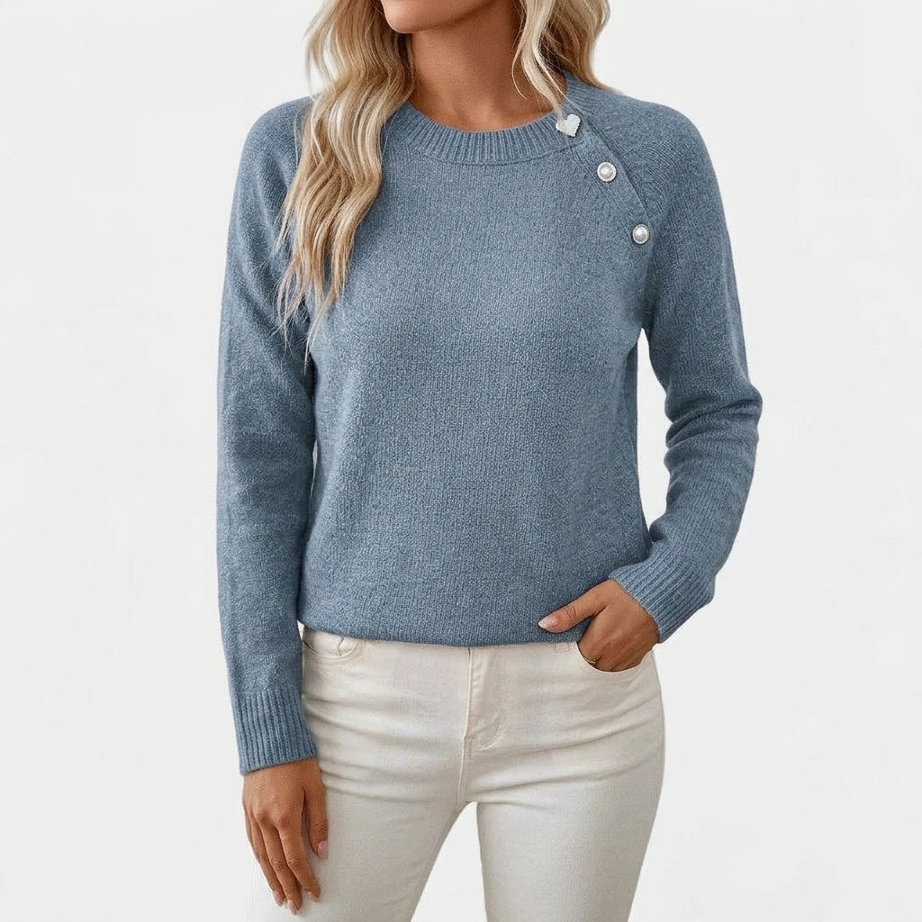 Lotta Pearl Button Sweater - Blue
