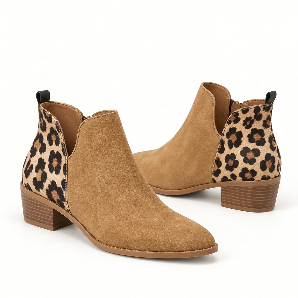 Oline Leather Leopard Ankle Boots - Default