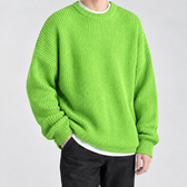 Sebastien Ribbed Crew Neck Sweater - Fluorescent Green