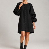 Helma Floral Cuff Dress - Black