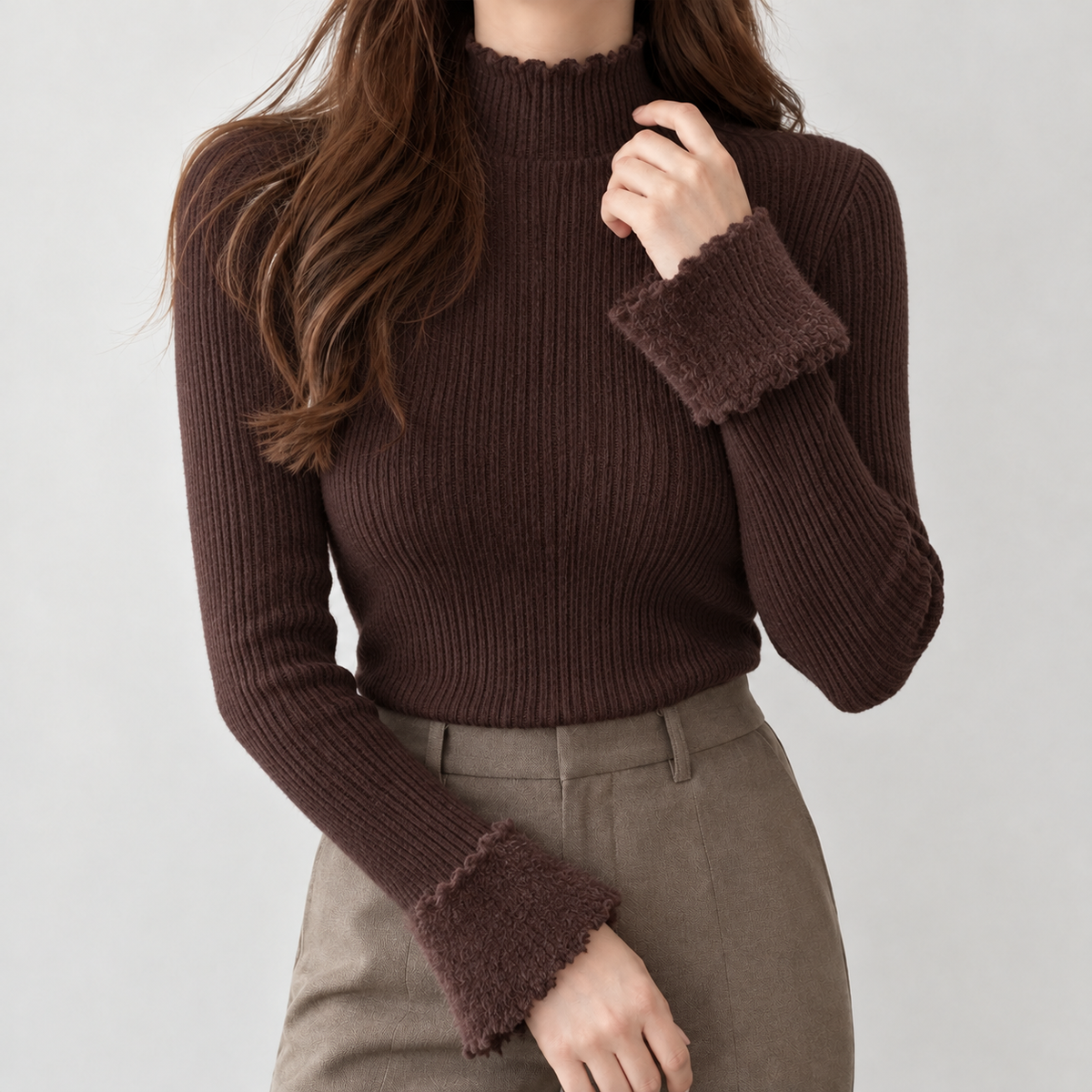 Emmelie Ribbed Sweater - Brown