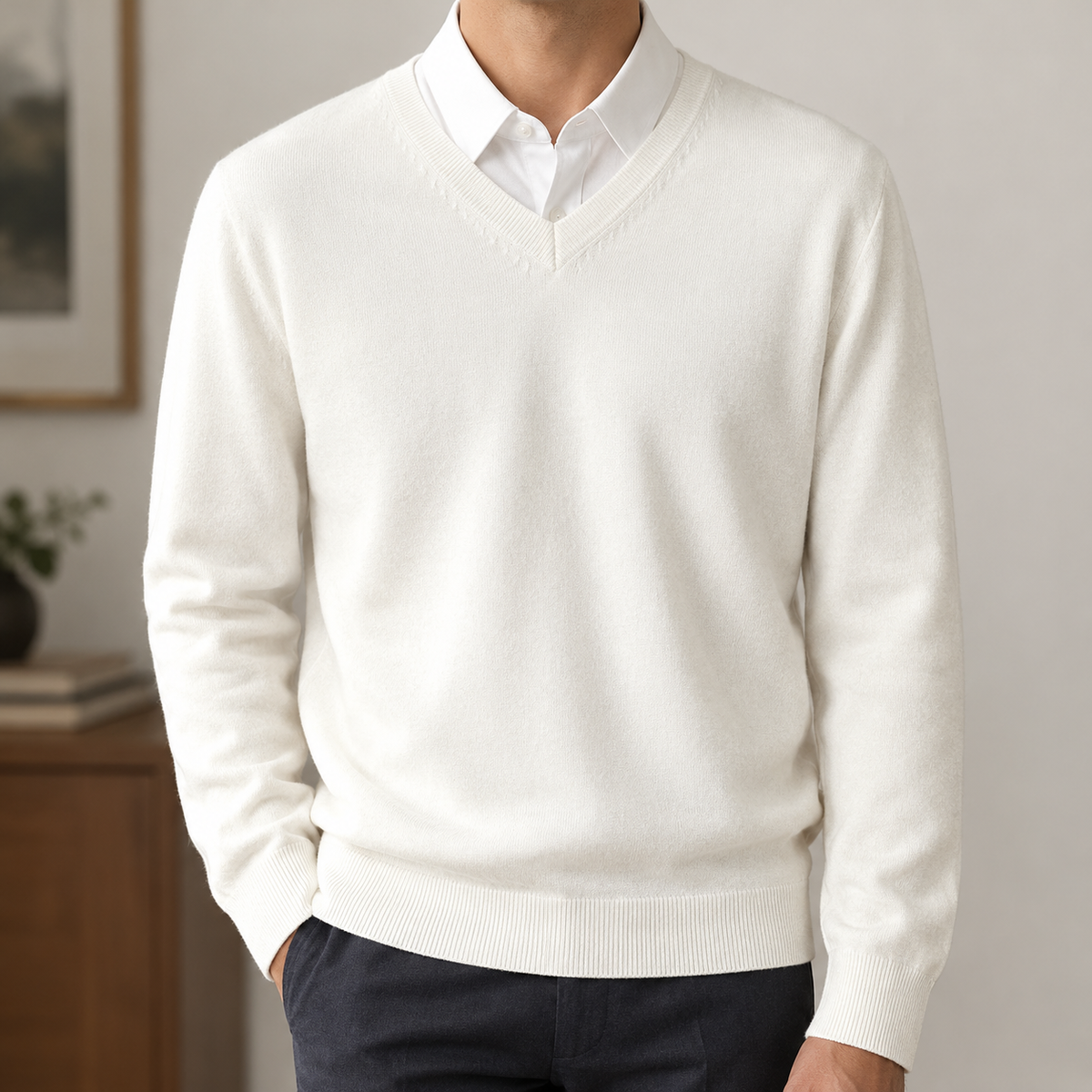 Nicanor V Neck Sweater - White