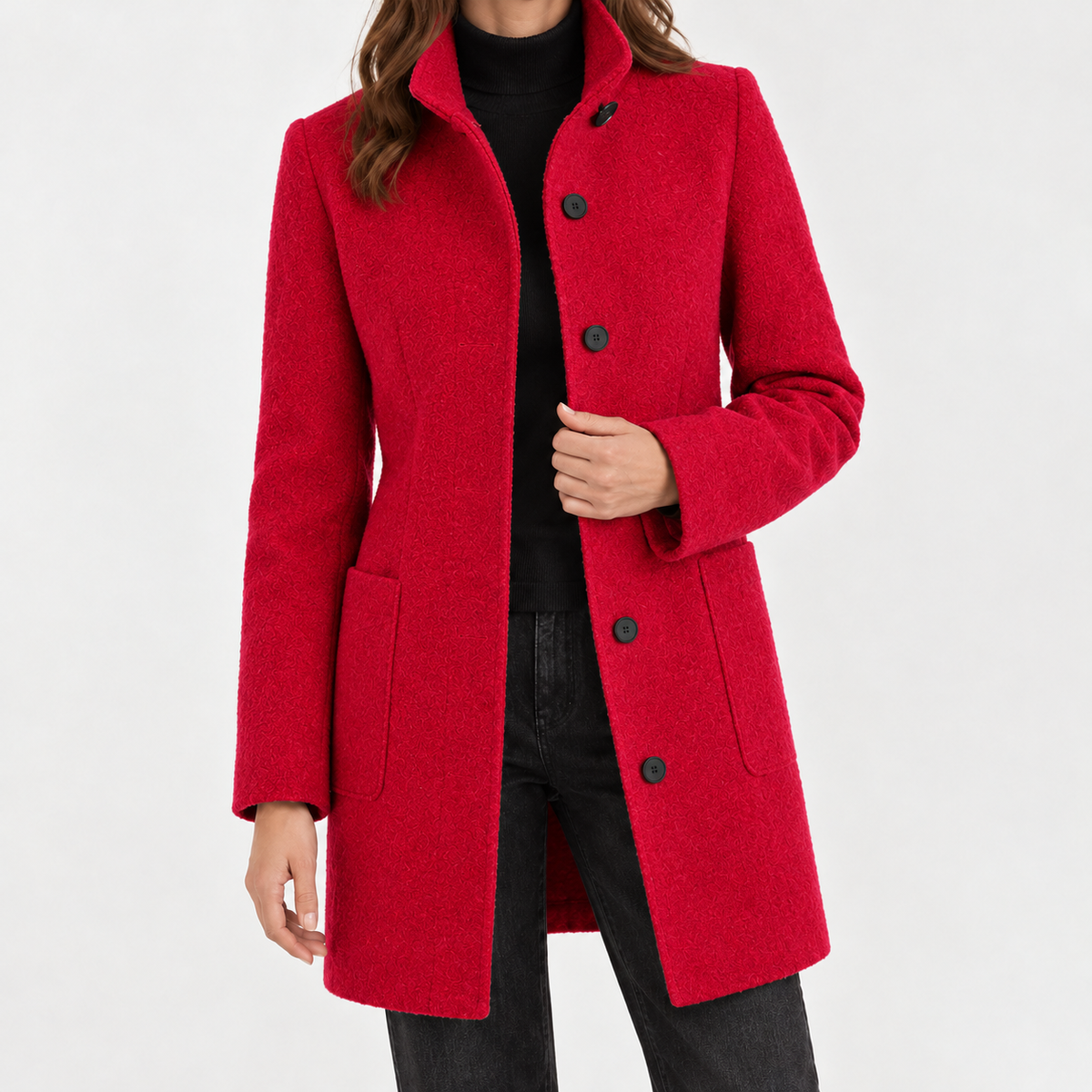 Corinna Stand Collar Jacket - Red