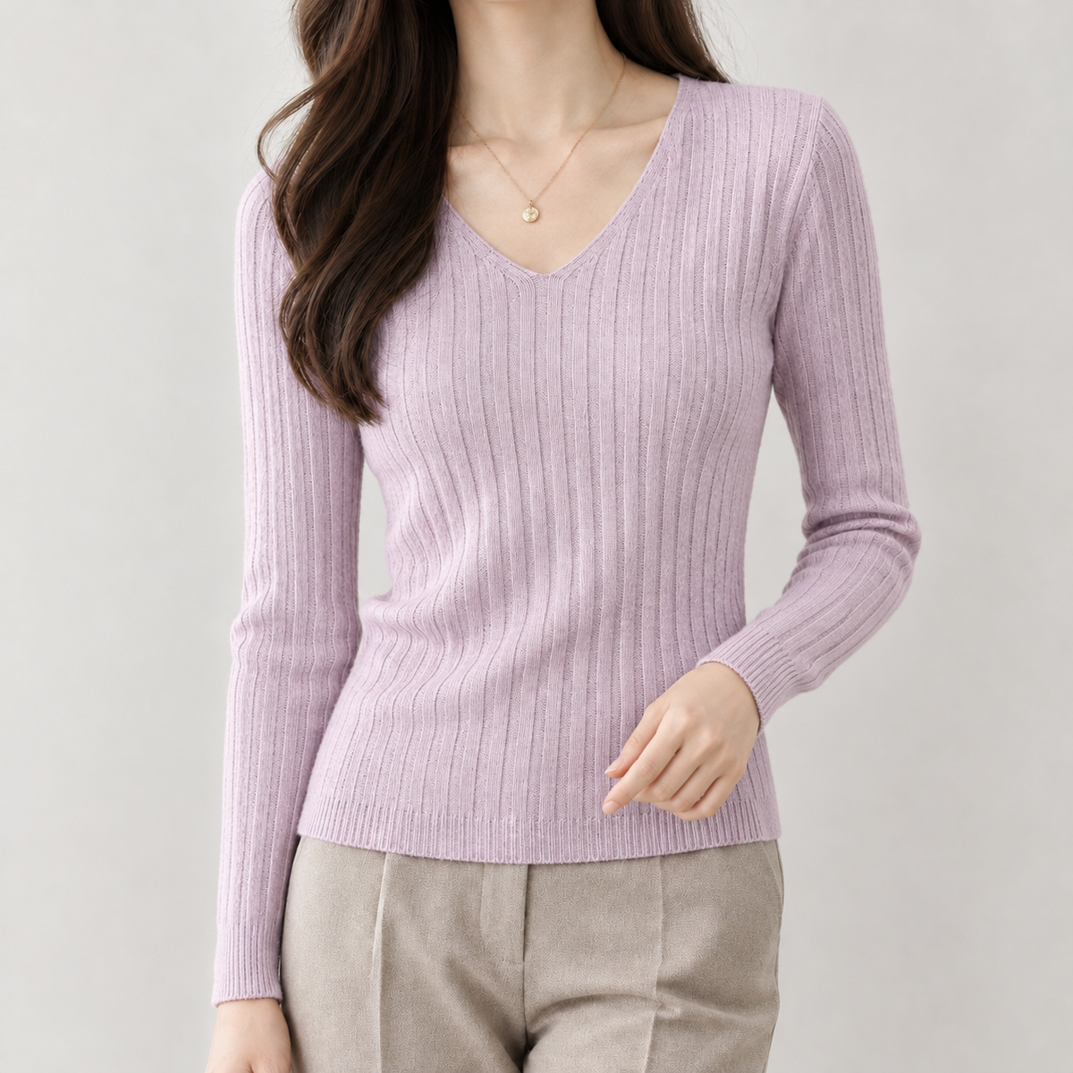 Aline V Neck Sweater - Pink Purple