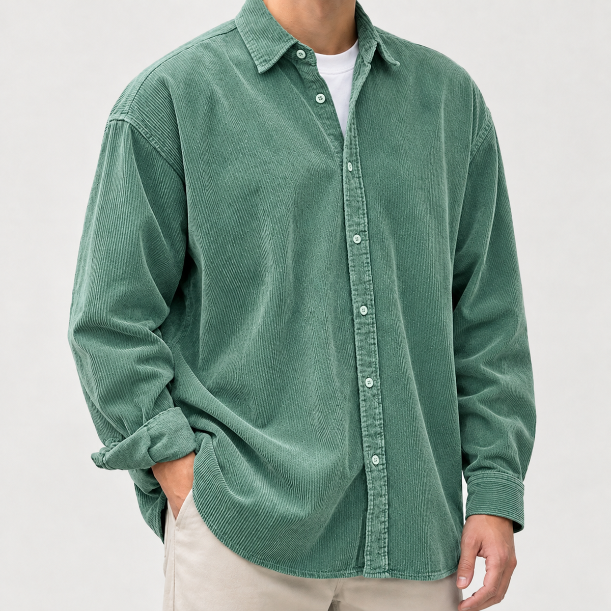 Marius Corduroy Overshirt - Green