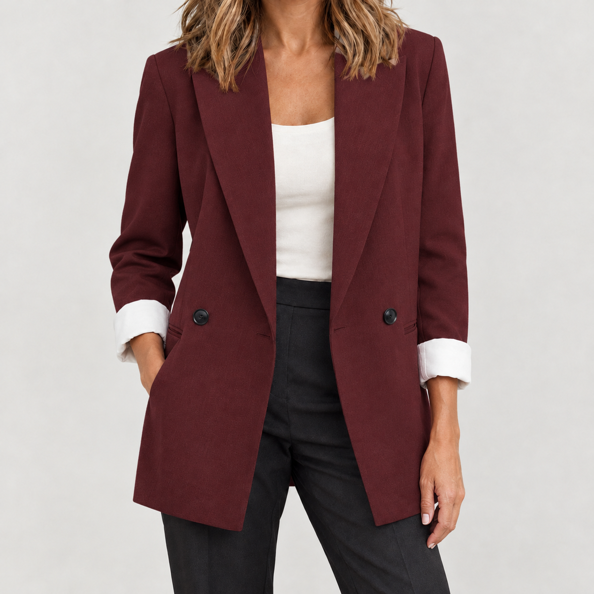 Ambretta Relaxed Blazer - Wine Red