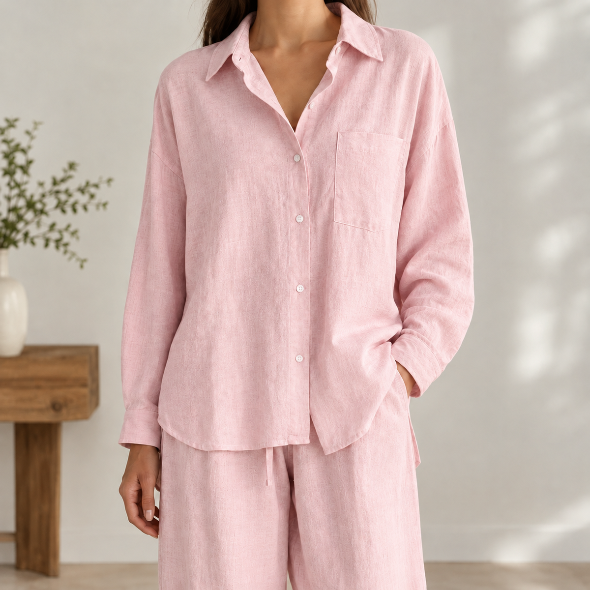 Christine Relaxed Pants Set - Pink