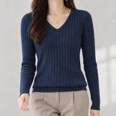 Aline V Neck Sweater - Dark Blue