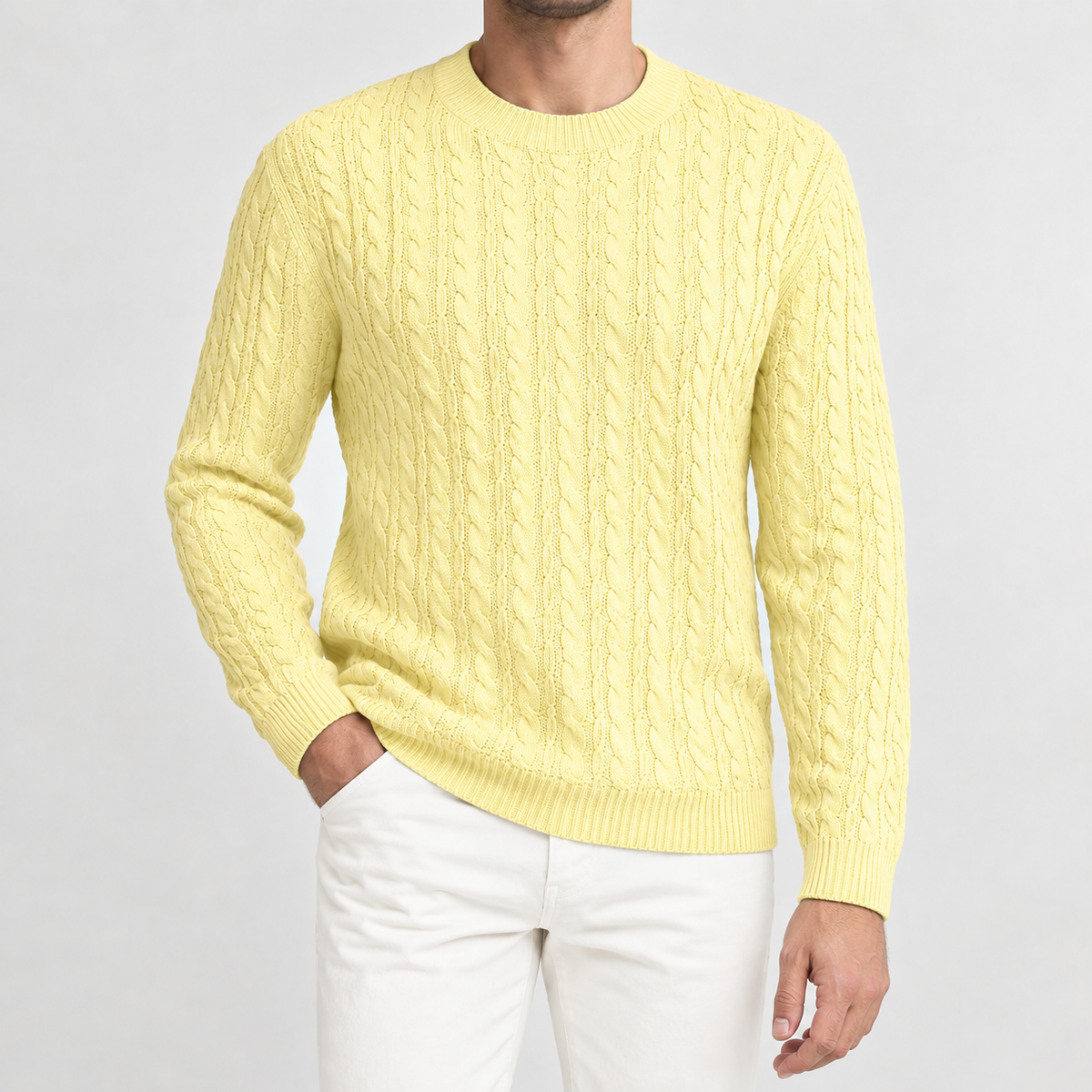 Salvador Cable Knit Sweater - Yellow