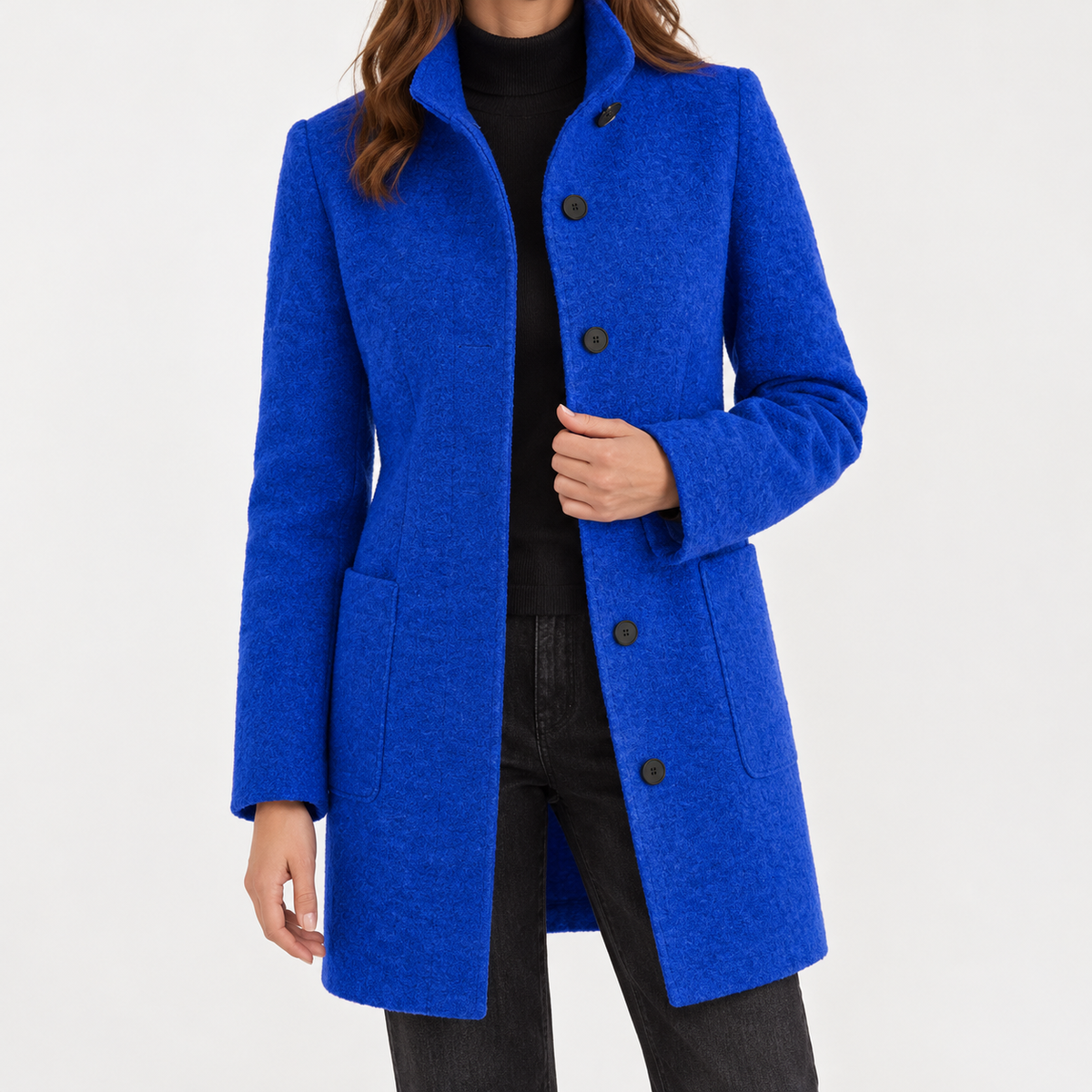 Corinna Stand Collar Jacket - Dark Blue