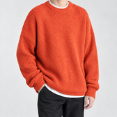 Sebastien Ribbed Crew Neck Sweater - Orange