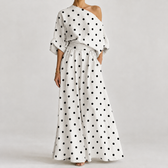 Rosaria Off Shoulder Skirt Set - Wave Point-white