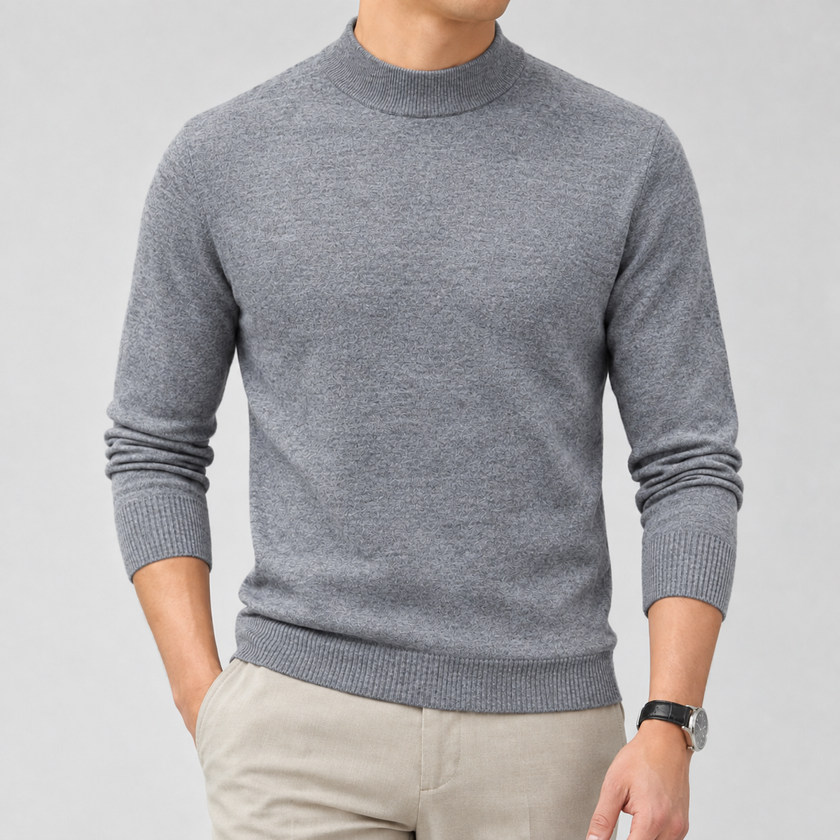 Gudni Mock Neck Sweater - Medium Gray