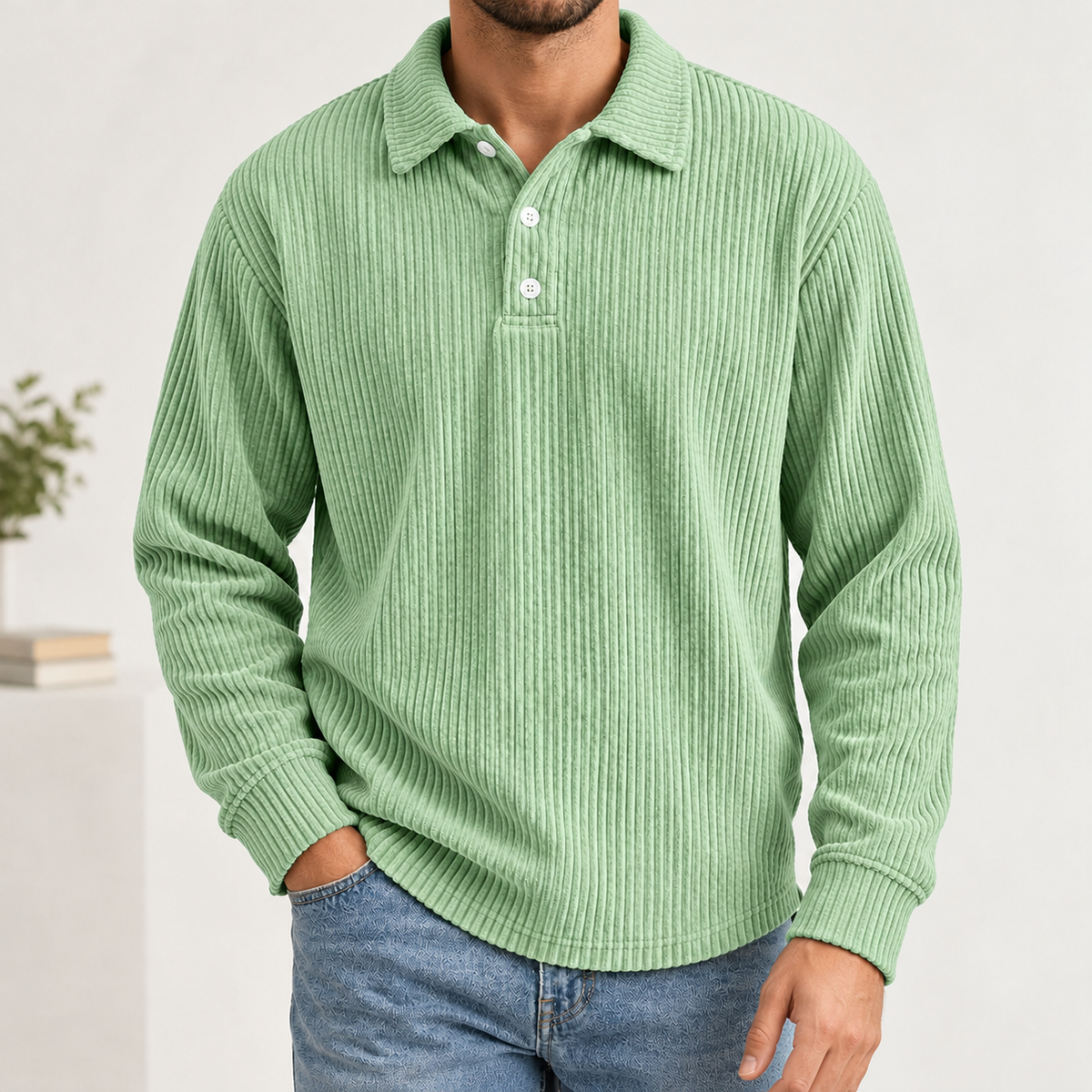 Cosimo Ribbed Polo Shirt - Light Green